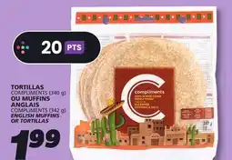 IGA COMPLIMENTS ENGLISH MUFFINS OR TORTILLAS offer