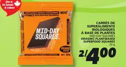 IGA MID-DAY SQUARES ORAGNIC PLANT-BASED SUPERFOOD SQUARES offer
