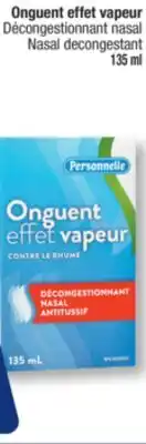 Jean Coutu PERSONNELLE Onguent effet vapeur Nasal decongestant offer