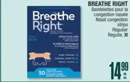 Jean Coutu BREATHE RIGHT Nasal congestion strips Regular offer
