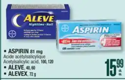 Jean Coutu ASPIRIN, ALEVE, ALEVEX Selected Products offer