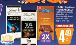 Jean Coutu LINDT Excellence, GHIRARDELLI Chocolate bars Selected sizes offer