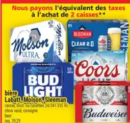 Super C BIÈRE LABATT, MOLSON, SLEEMAN | BEER offer