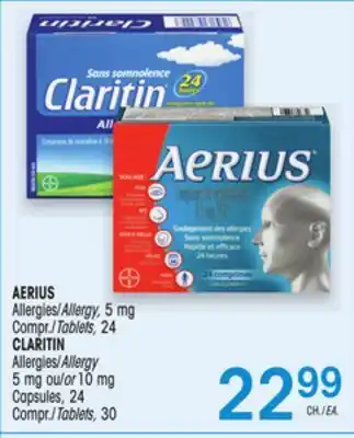 Uniprix AERIUS Allergies/Allergy, Compr./Tablets, CLARITIN Allergies/Allergy Capsules, Compr./Tablets offer
