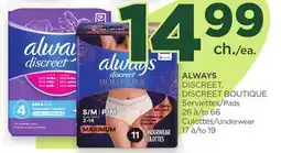 Proxim ALWAYS DISCREET, DISCREET BOUTIQUE Pads, Underwear offer