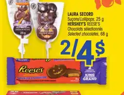 Uniprix LAURA SECORD Suçons/Lollipops , HERSHEY'S REESE'S Chocolats sélectionnés / Selected chocolates offer