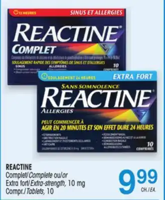 Uniprix REACTINE Complet/Complete ou/or Extra fort/Extra-strength, Compr./Tablets offer