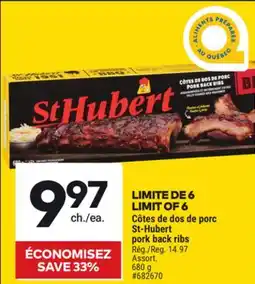 Giant Tiger St-Hubert pork back ribs offer