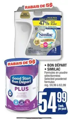 Jean Coutu BON DÉPART, SIMILAC Selected powdered formulas offer
