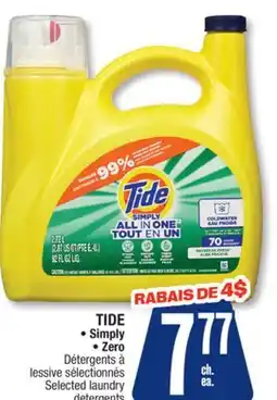 Jean Coutu TIDE Simply, Zero Selected laundry detergents offer