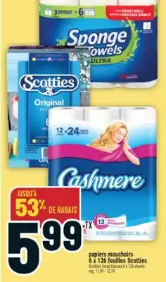Marché Adonis Papiers mouchoirs 6x126 feuilles Scotties | Scotties facial tissues 6x126 sheets offer
