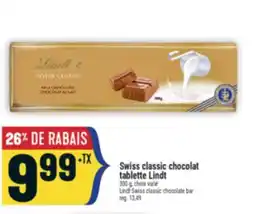 Marché Adonis Swiss classic chocolat tablette Lindt | Lindt Swiss classic chocolate bar offer