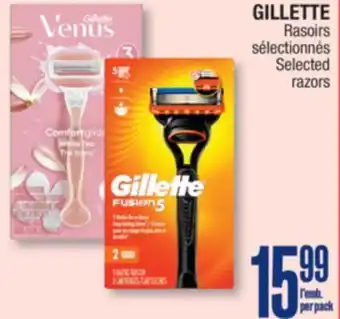 Jean Coutu GILLETTE Selected razors offer