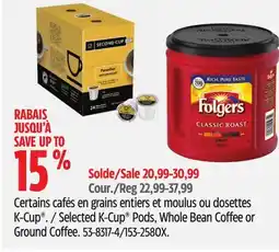 Canadian Tire Selected K-Cup Pods, Whole Bean Coffee or Ground Coffee offer