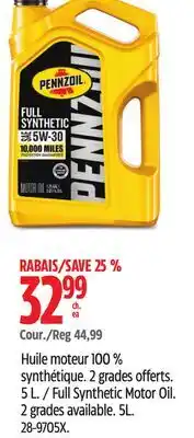 Canadian Tire Pennzoil Full Synthetic Motor Oil offer