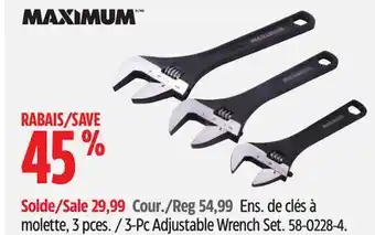 Canadian Tire Maximum 3-Pc Adjustable Wrench Set offer