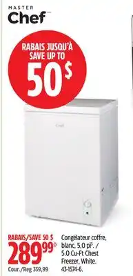 Canadian Tire Master Chef 5.0 Cu-Ft Chest Freezer, White offer