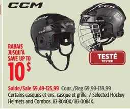 Canadian Tire CCM Selected Hockey Helmets and Combos offer