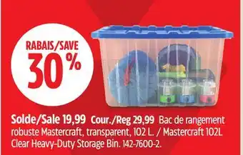 Canadian Tire Mastercraft 102L Clear Heavy-Duty Storage Bin offer