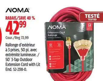 Canadian Tire NOMA 50´ 3-Tap Outdoor Extension Cord with Lit End offer