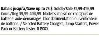 Canadian Tire Noco Selected Battery Chargers, Jump Starters, Power Pack or Battery Tester offer
