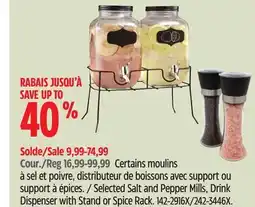 Canadian Tire Mason Selected Salt and Pepper Mills, Drink Dispenser with Stand or Spice Rack offer