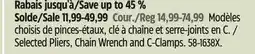 Canadian Tire Mastercraft Selected Pliers, Chain Wrench and C-Clamps offer