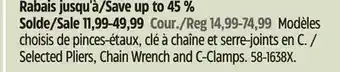Canadian Tire Mastercraft Selected Pliers, Chain Wrench and C-Clamps offer