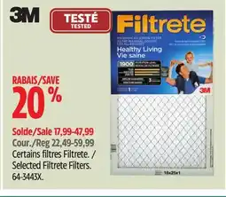 Canadian Tire 3M Selected Filtrete Filters offer