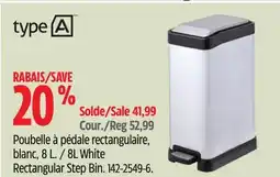 Canadian Tire 8L White Rectangular Step Bin offer