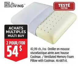 Canadian Tire For Living Ventilated Memory Foam Pillow with Coolmax offer