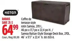 Canadian Tire Keter Samoa Rattan-Style Storage Deck Box, 270L offer