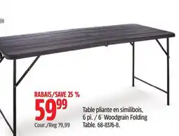 Canadian Tire 6´ Woodgrain Folding Table offer