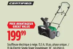 Canadian Tire Certified 13.5A Electric Single-Stage Snowblower, 18˝ offer