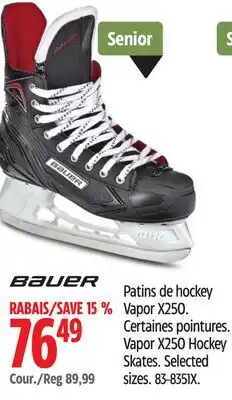 Canadian Tire Vapor X250 Hockey Skates. Selected sizes offer