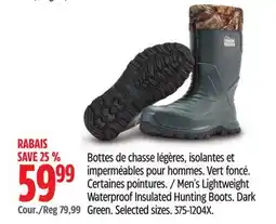 Canadian Tire Men's Lightweight Waterproof Insulated Hunting Boots. Dark Green offer