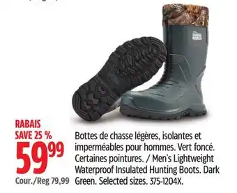 Canadian Tire Men's Lightweight Waterproof Insulated Hunting Boots. Dark Green offer