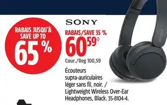 Canadian Tire Sony Lightweight Wireless Over-Ear Headphones offer