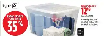 Canadian Tire Clear Tote. Wheeled offer