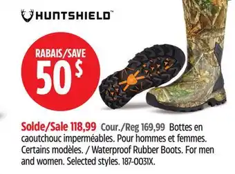 Canadian Tire Huntshield Waterproof Rubber Boots offer