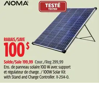 Canadian Tire 100W Solar Kit with Stand and Charge Controller offer