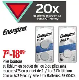 Canadian Tire 1 or 2-Pk Lithium Coin or A23 Mercury-Free 2-Pk Batteries offer