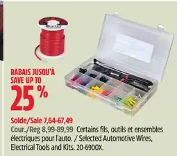 Canadian Tire Selected Automotive Wires, Electrical Tools and Kits offer
