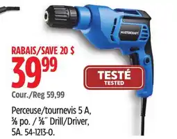 Canadian Tire Mastercraft 3⁄8˝ Drill/Driver, 5A offer