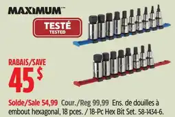 Canadian Tire MAXIMUM 18-Pc Hex Bit Set offer