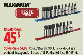 Canadian Tire MAXIMUM 18-Pc Hex Bit Set offer