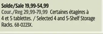 Canadian Tire Mastercraft Selected 4 and 5-Shelf Storage Racks offer
