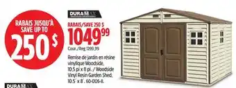 Canadian Tire Duramax Woodside Vinyl Resin Garden Shed offer