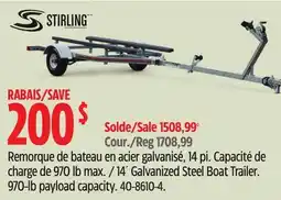 Canadian Tire Stirling 14´ Galvanized Steel Boat Trailer offer