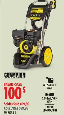 Canadian Tire Champion Engine Cold Water Wheeled Gas Pressure Washer offer